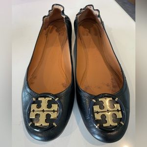 Tory Burch multi logo elastic ballet goat leather